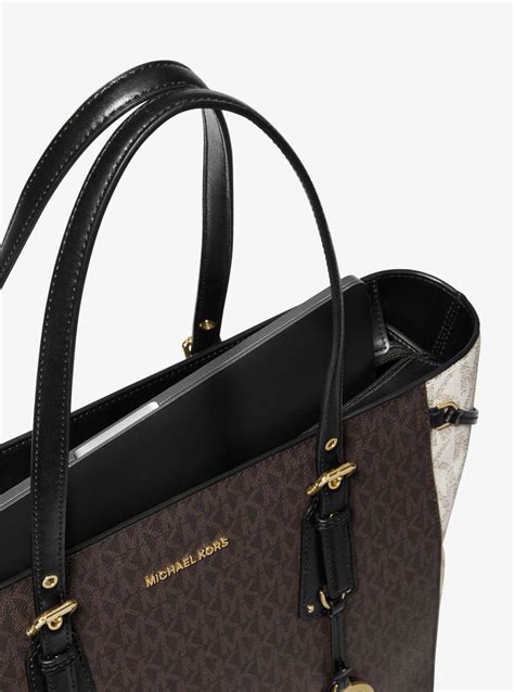 michael kors voyager medium color-block logo tote bag|Michael Kors saffiano tote large.